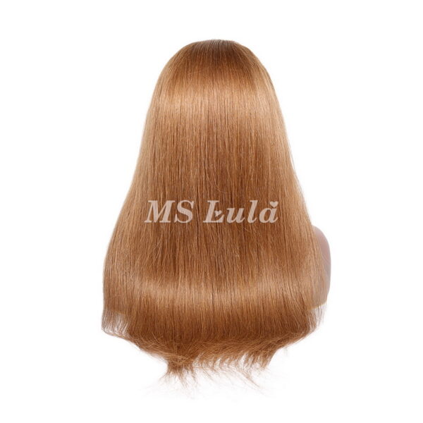 #8 Color Human Hair Straight Transparent Lace 13x4 Full Frontal Wig - Image 9